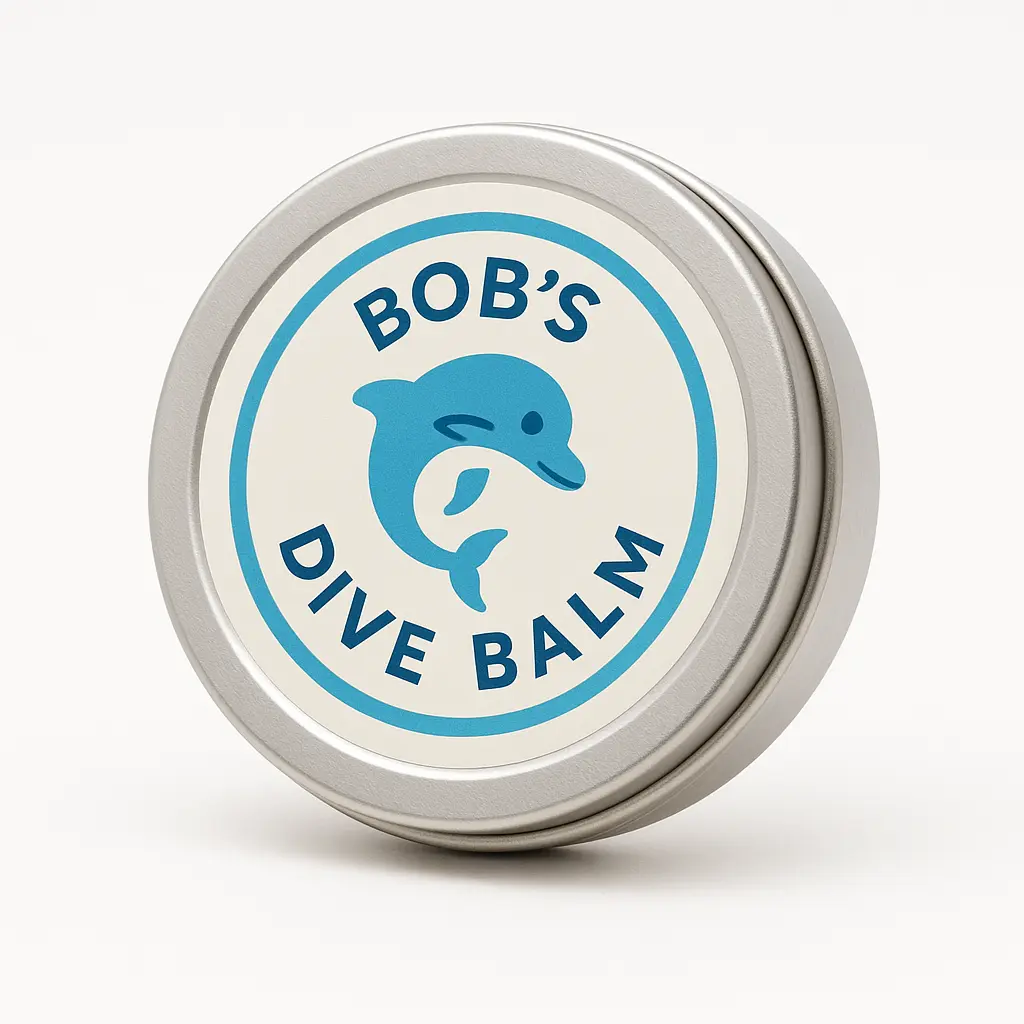 A tin of Bob's Dive Balm, an all-natural and neoprene-safe skin soother for divers.